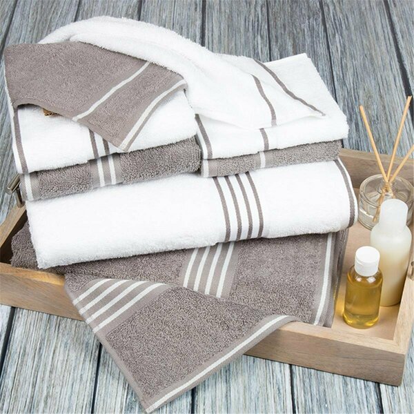 Daphnes Dinnette 27.5 x 53 in. Rio 100 Percent Cotton Towel Set White & Silver - 8 Piece DA3242158
